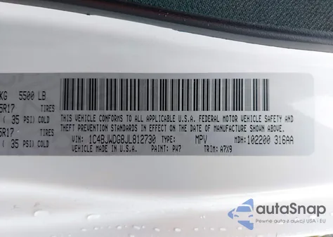 2018 Jeep Wrangler Jk Unlimited Sport S 4X4 from USA, damaged, VIN 1C4BJWDG8JL812730